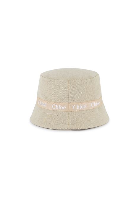 Cappello alla Pescatora Con Nastro Logato In Beige CHLOÉ KIDS | C20431Z40